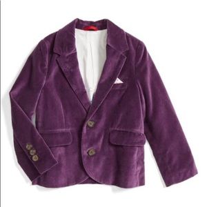 Mini Boden x Ronald Dahl Willy Wonka purple velvet blazer 6-7